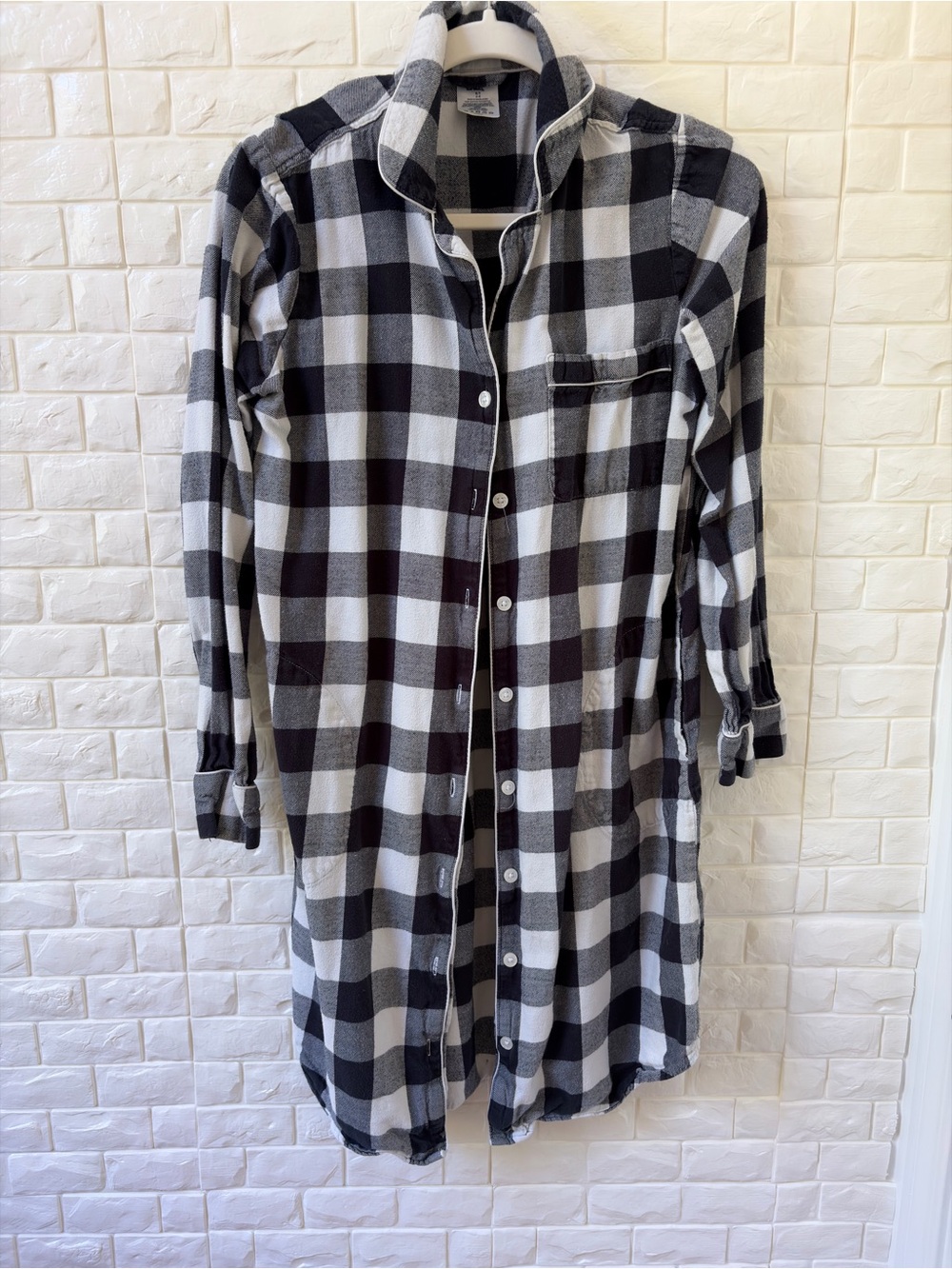 Navy & White Plaid Button-Down Women's Dress